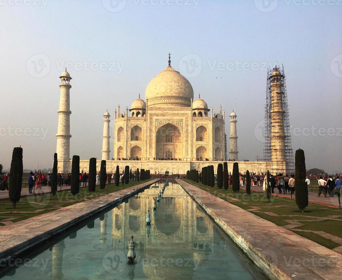 Taj Mahal, Agra, India, Wonders of the World. front view Taj Mahal in sunset light photo
