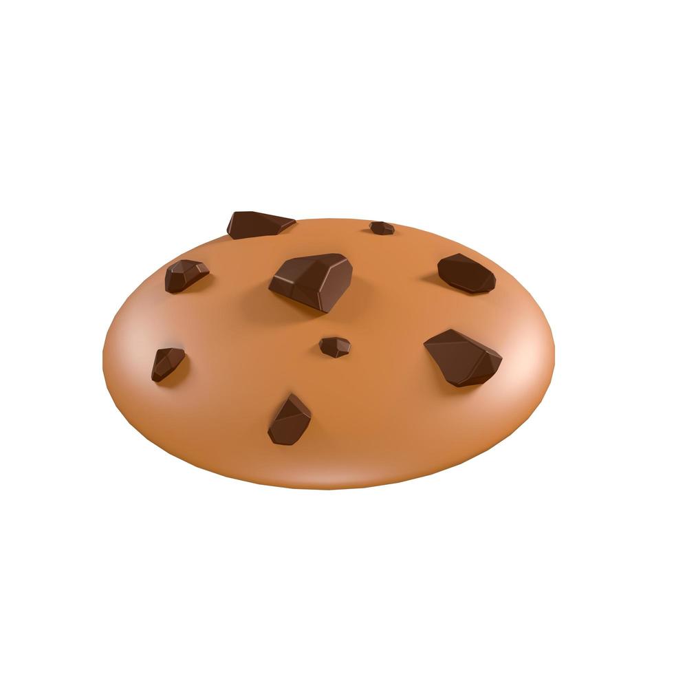 3D rendering isolated chocolate chips cookie in white background photo