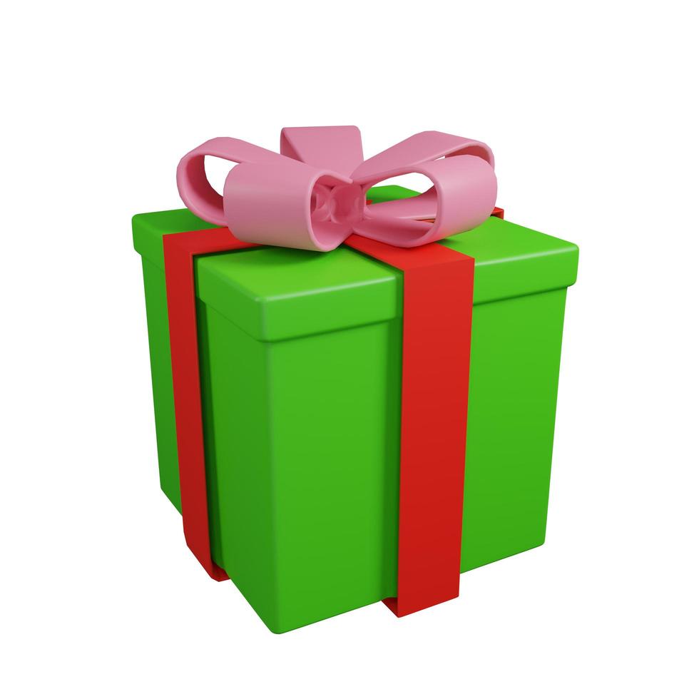 3D rendering isolated present close box in white background photo