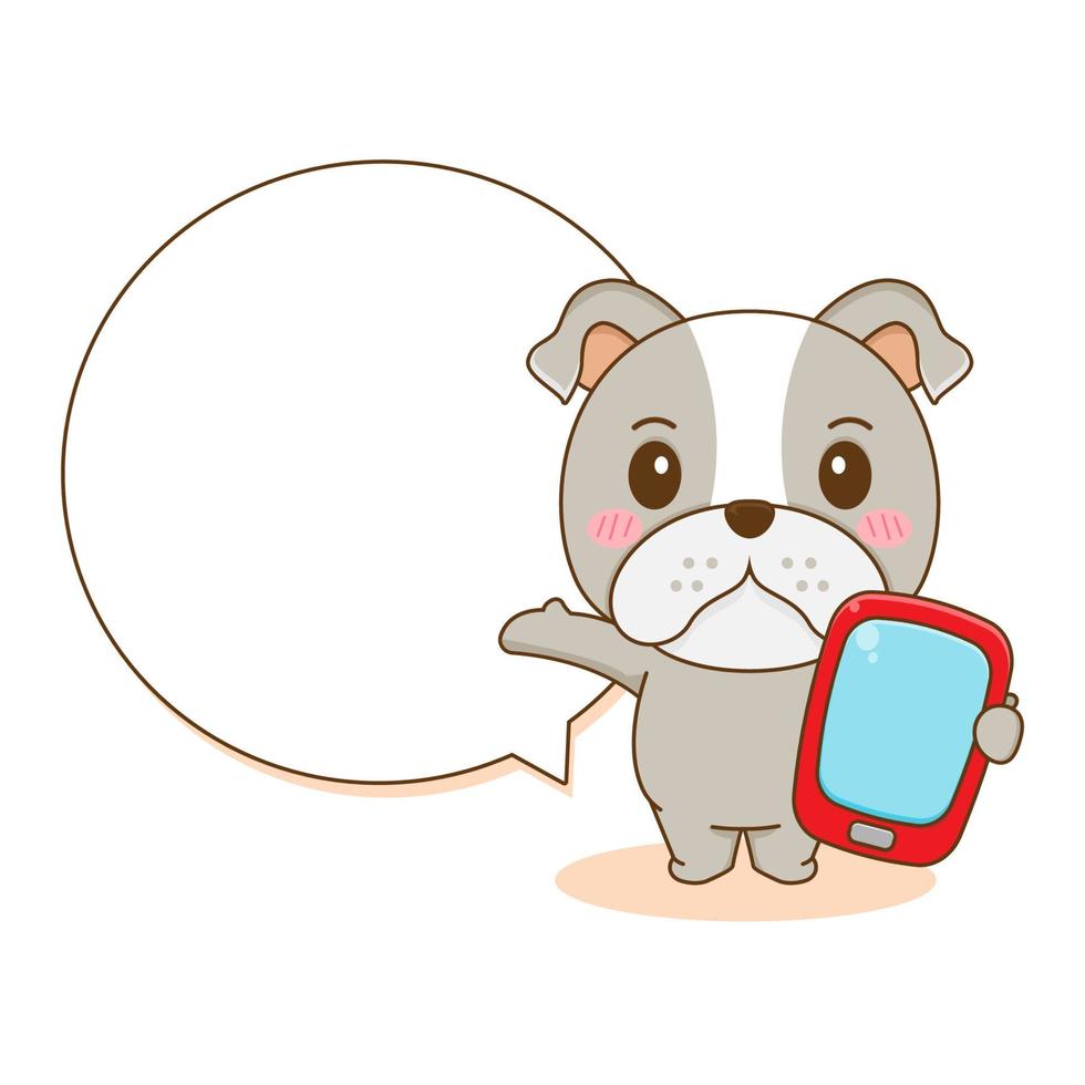 Cute bulldog with bubble text cartoon character illustration vector