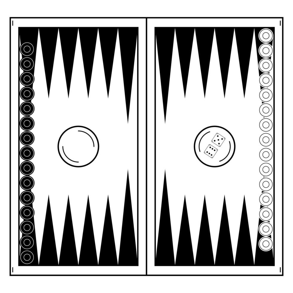 Hand drawn backgammon. Board game common in the east. Doodle scetch. Vector illustration