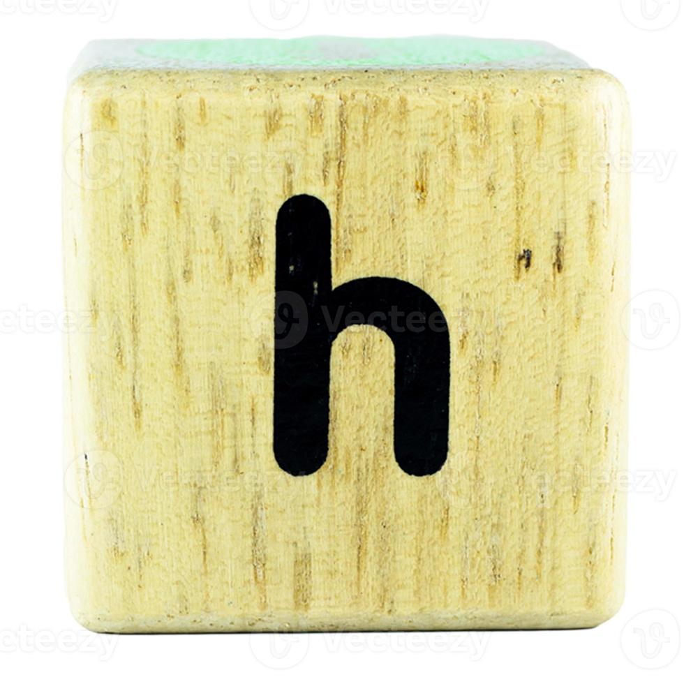 letras de texto h escritas en cubos de madera foto