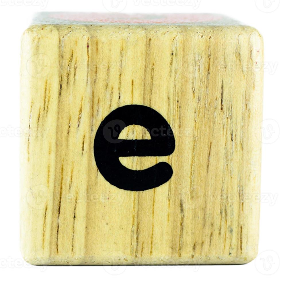 E text letters written on wooden cubes photo