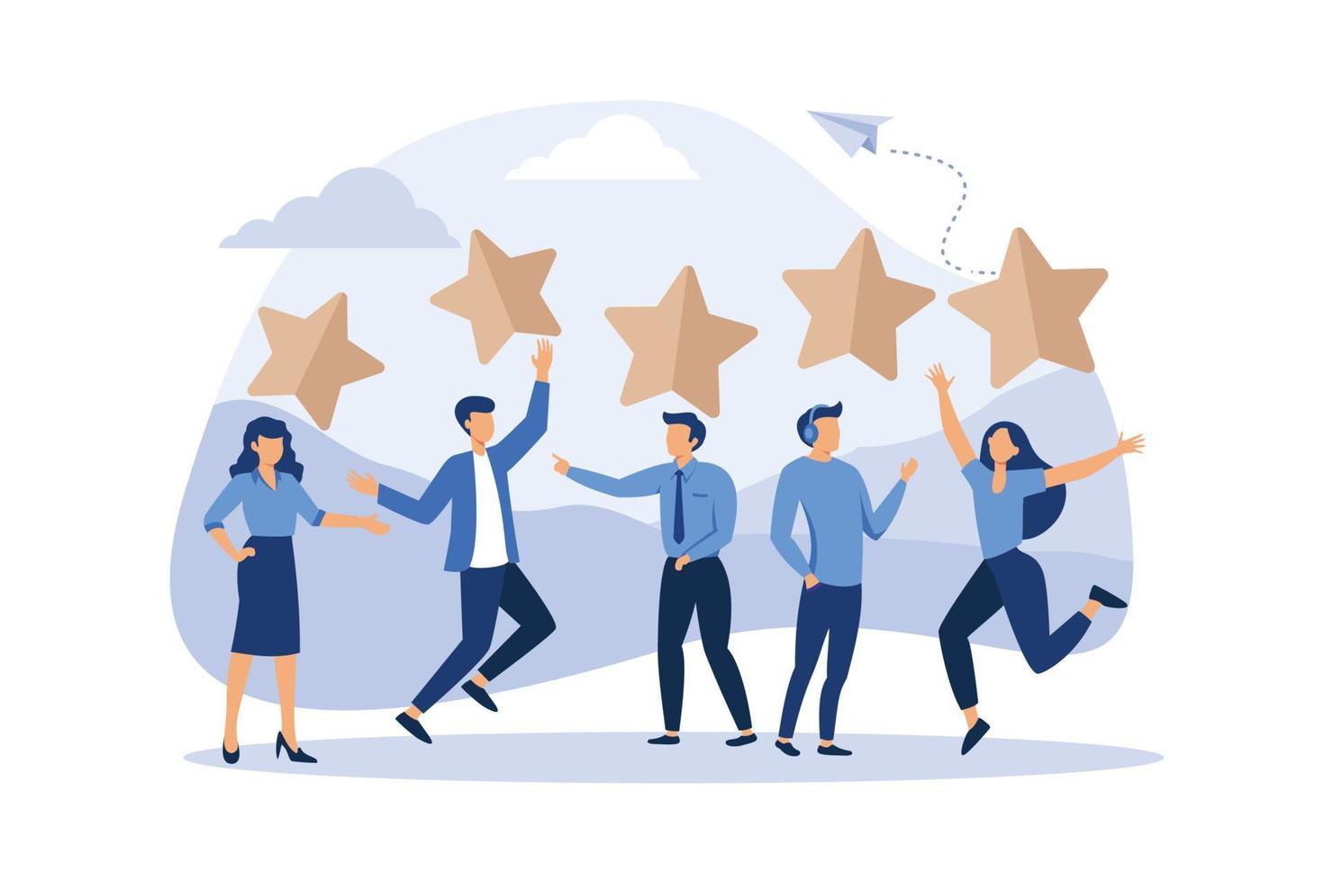Customer reviews rating, Different people give a review rating and feedback, flat design modern illustration Support for business satisfaction vector