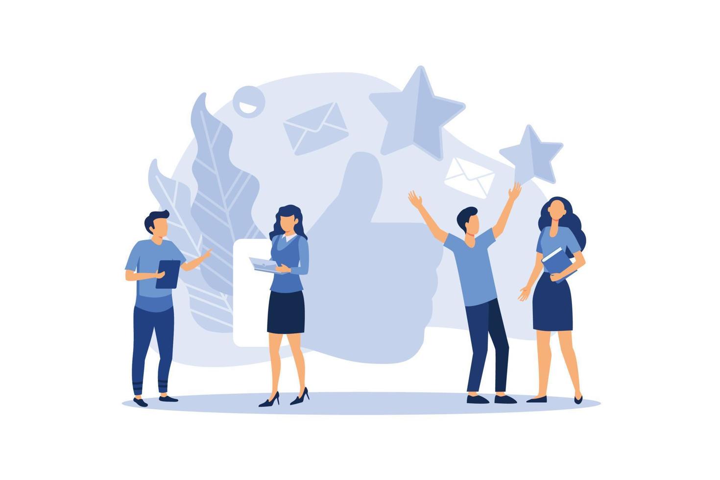 best performance, score five points. people leave reviews and comments that successful work is the highest score, flat vector illustration