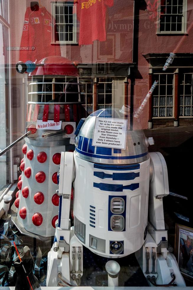 BURY ST EDMUNDS, SUFFOLK, UK, 2005.  R2-D2 and a Dalek replicas photo