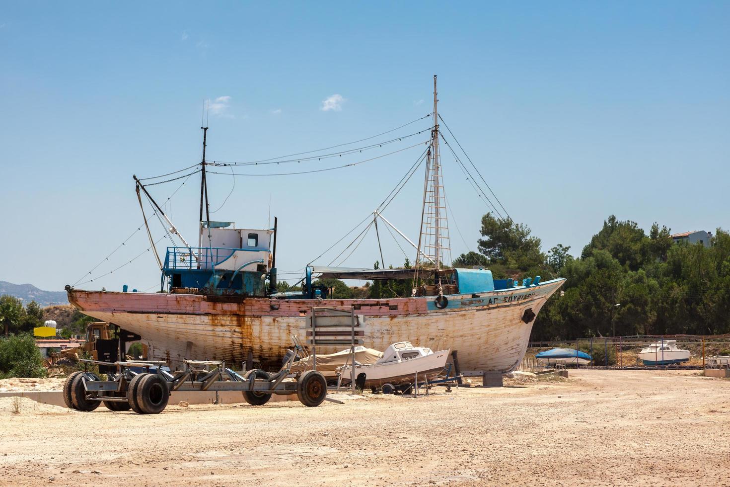 LATCHI, CYPRUS, GREECE, 2009. Boatyard at Latchi photo