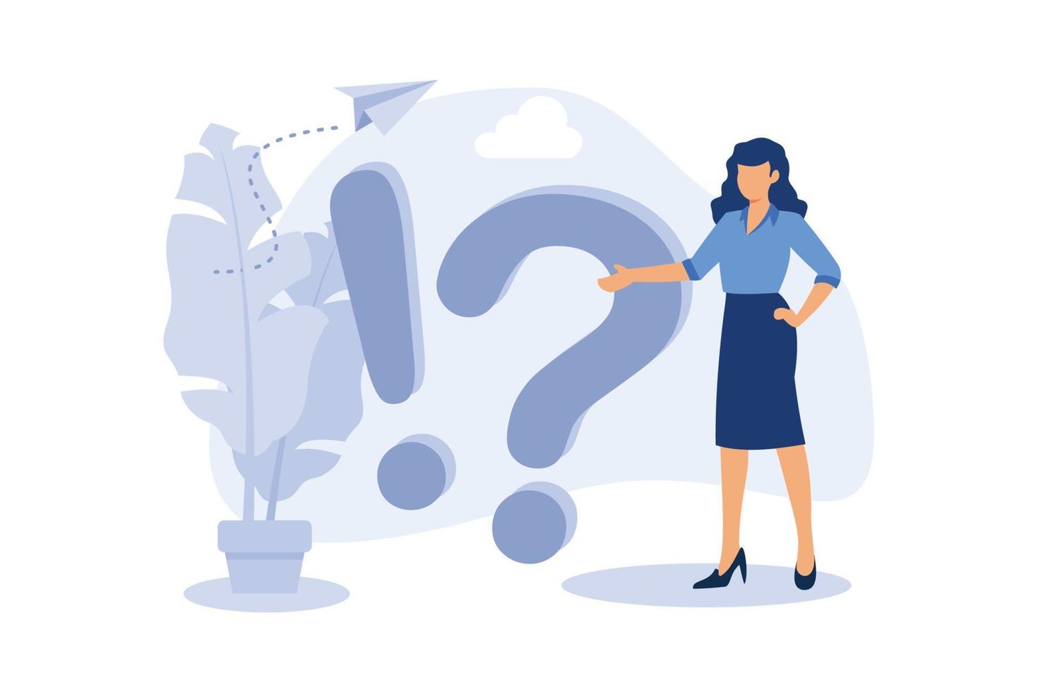 concept illustration of frequently asked questions of exclamation marks and question marks, metaphor question answer vector. flat design modern illustration vector