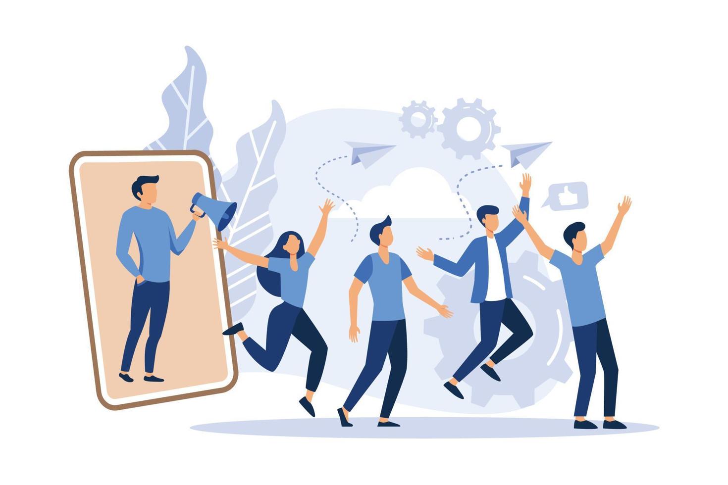 referral marketing concept, friends loyalty program, promotion method flat design modern illustration vector