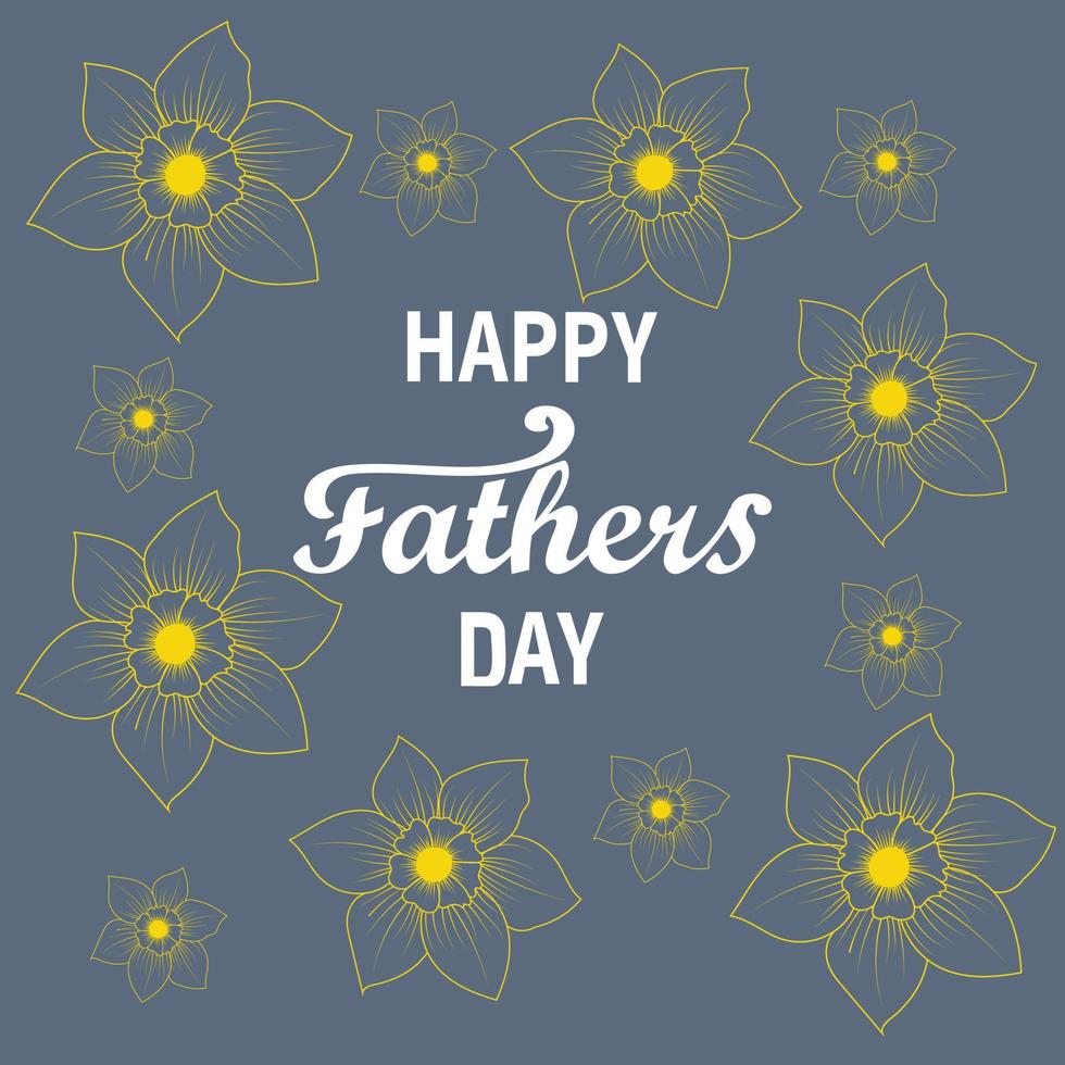 Happy Father's Day card with flowers vector