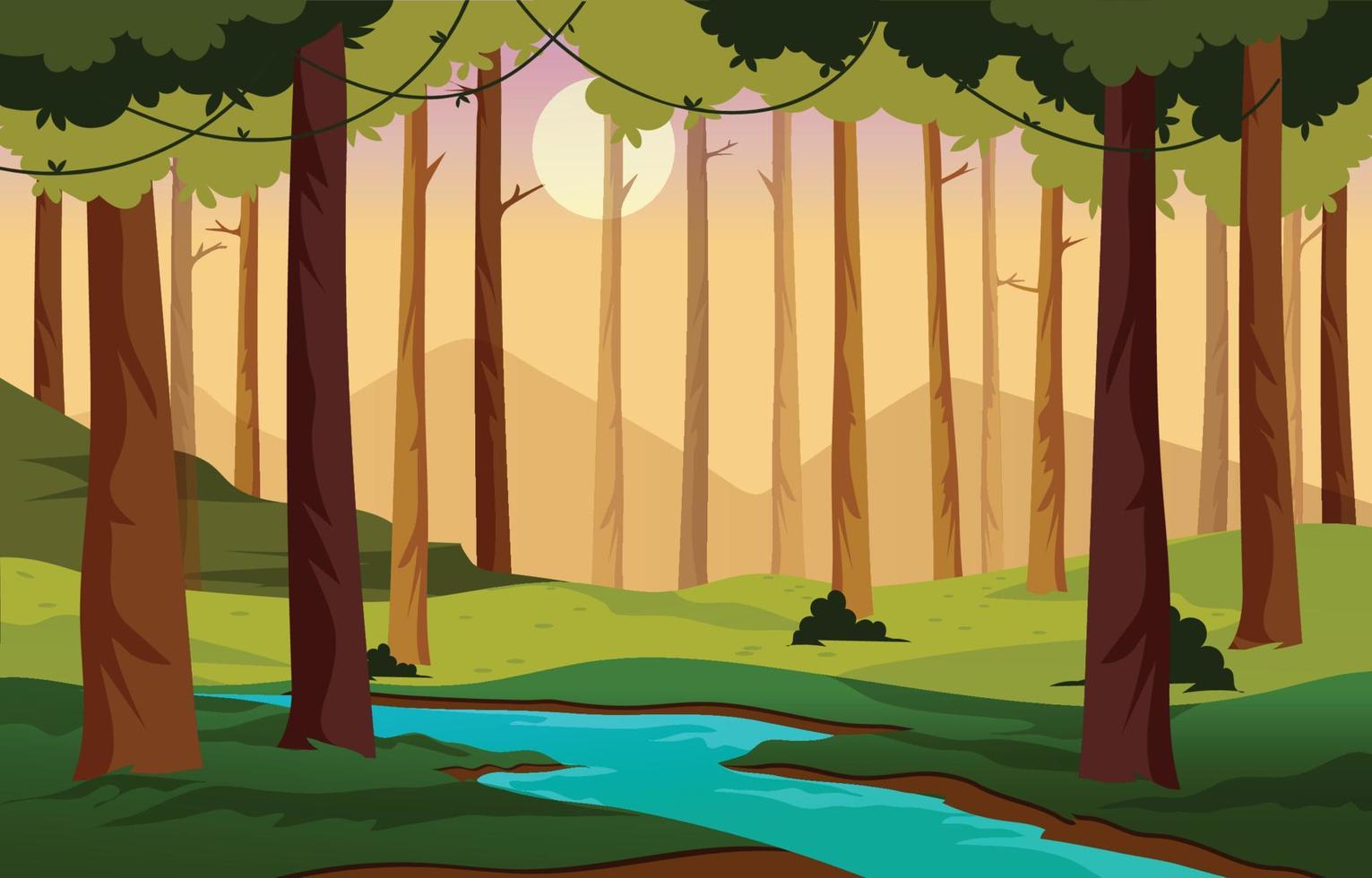 paisaje de bosque de verano vector