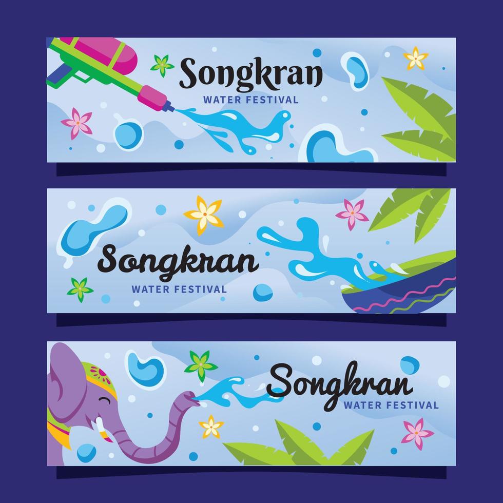 Songkran Festival Banner Set vector