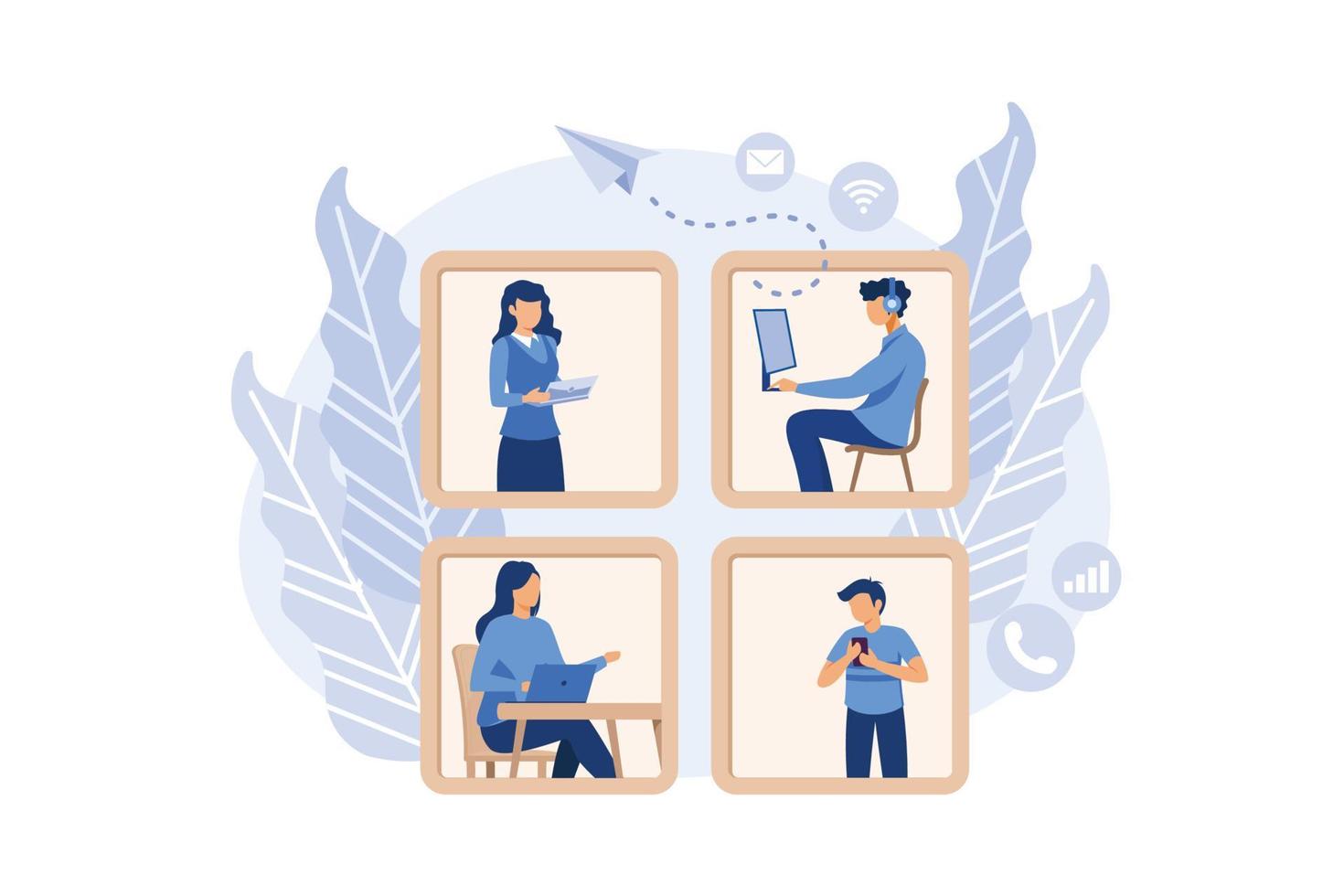 communication via the Internet, social networking, chat, vector, video,news,messages, web site, search friends, mobile web graphics. flat design modern illustration vector