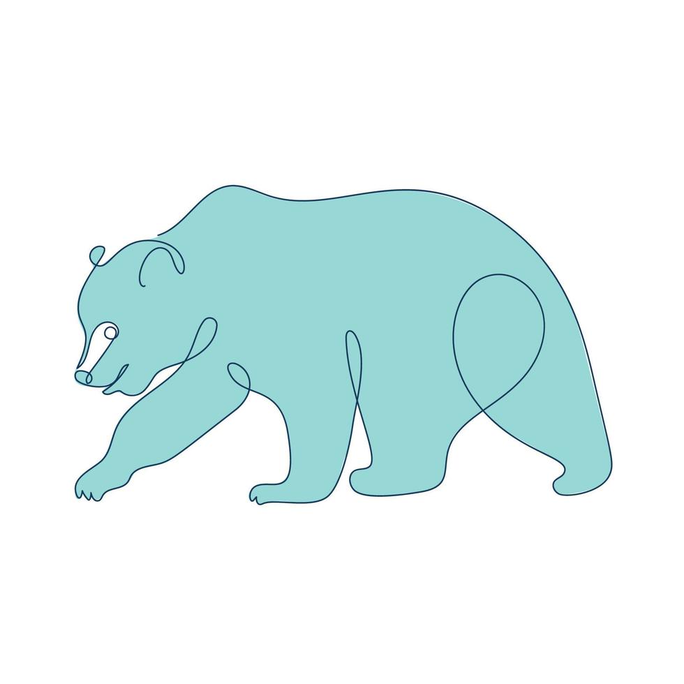 Bear hand drawn one line animal logo design vector