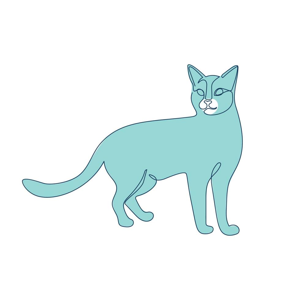 diseño de logotipo de animal de una línea dibujado a mano de gato vector