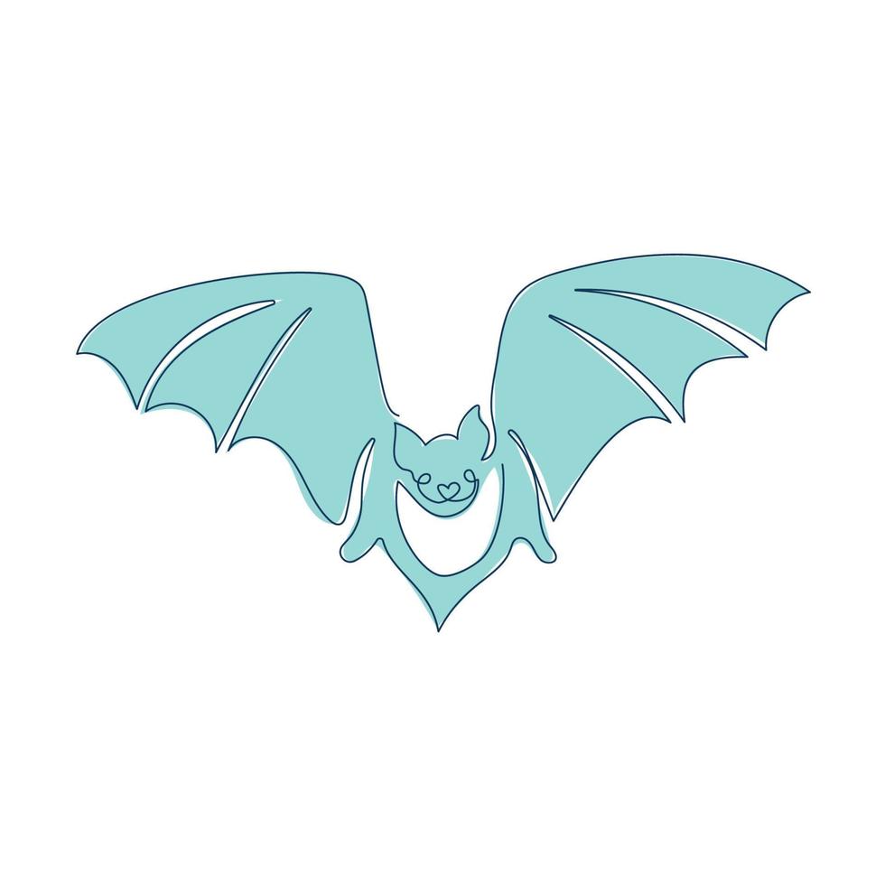 Bat hand drawn one line animal logo design vector