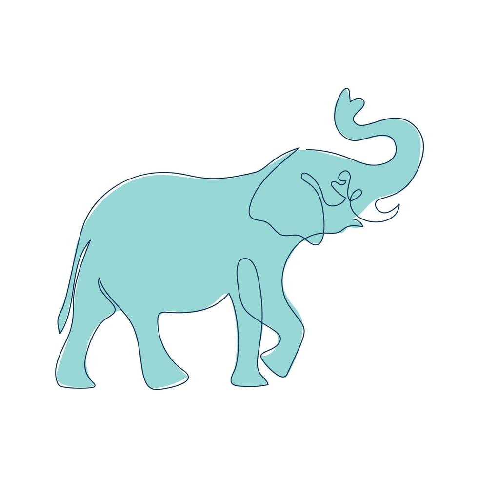 Elephant hand drawn one line animal logo design vector