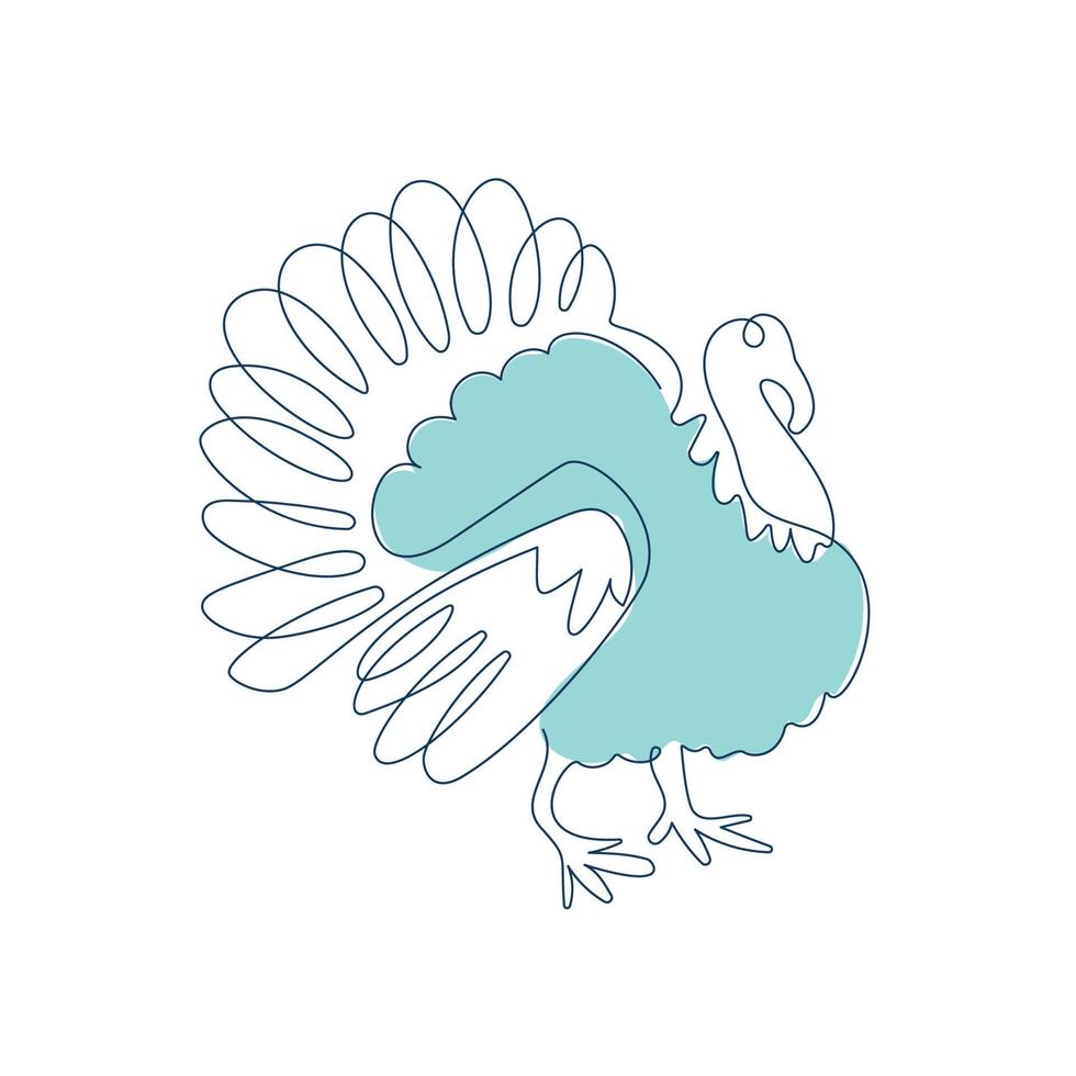 Turkey hand drawn one line animal logo design vector