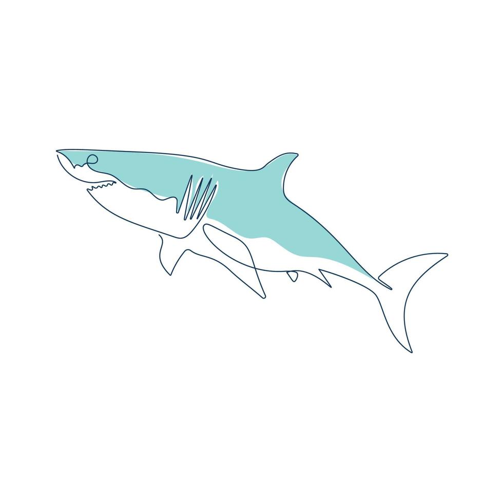 Shark hand drawn one line animal logo design vector