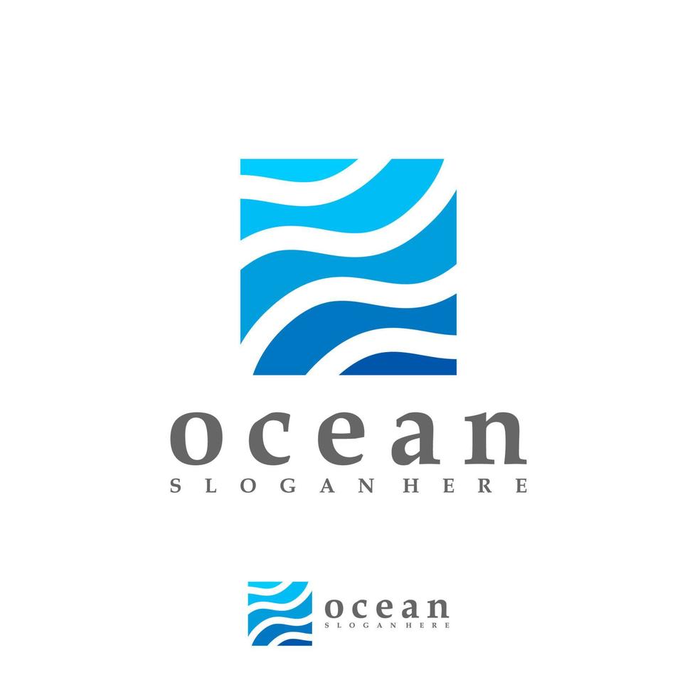 plantilla de vector de logotipo de onda oceánica, conceptos creativos de diseño de logotipo de onda de agua