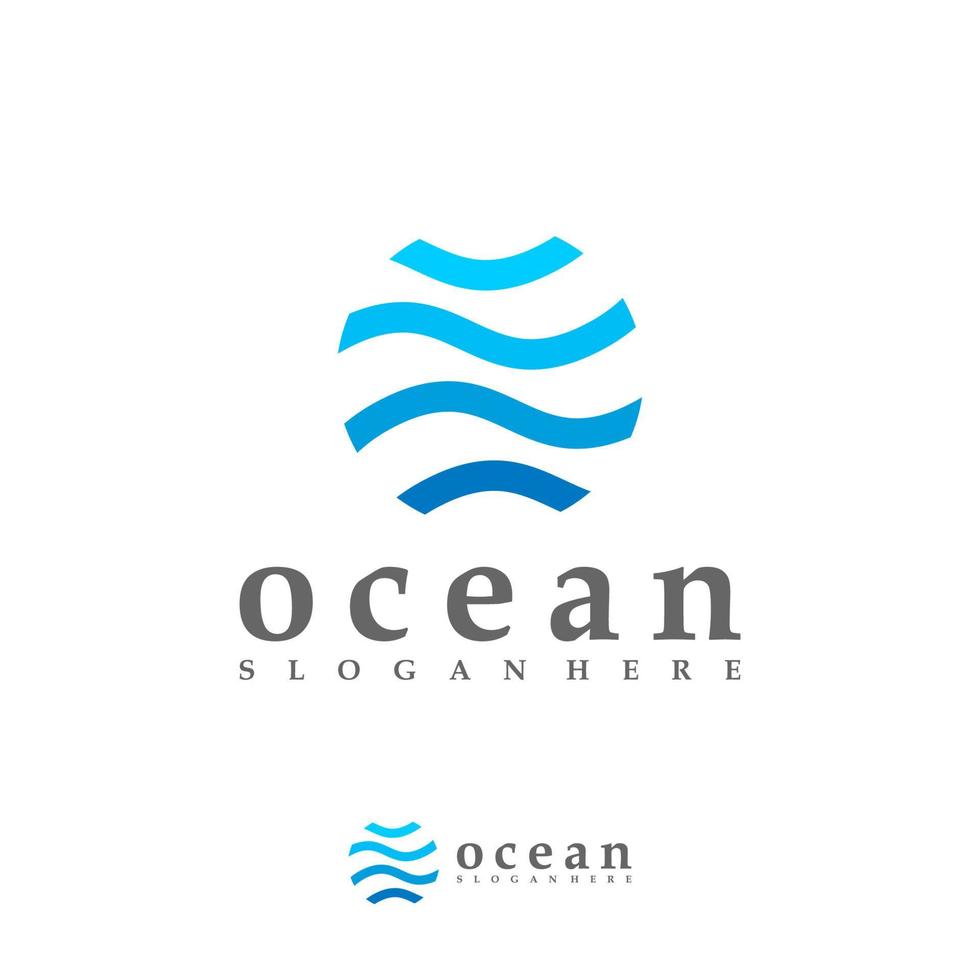 plantilla de vector de logotipo de onda oceánica, conceptos creativos de diseño de logotipo de onda de agua