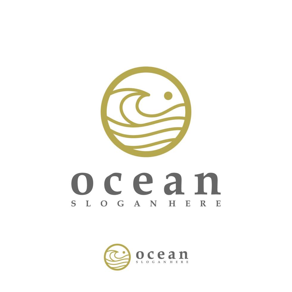 plantilla de vector de logotipo de onda oceánica, conceptos creativos de diseño de logotipo de onda de agua