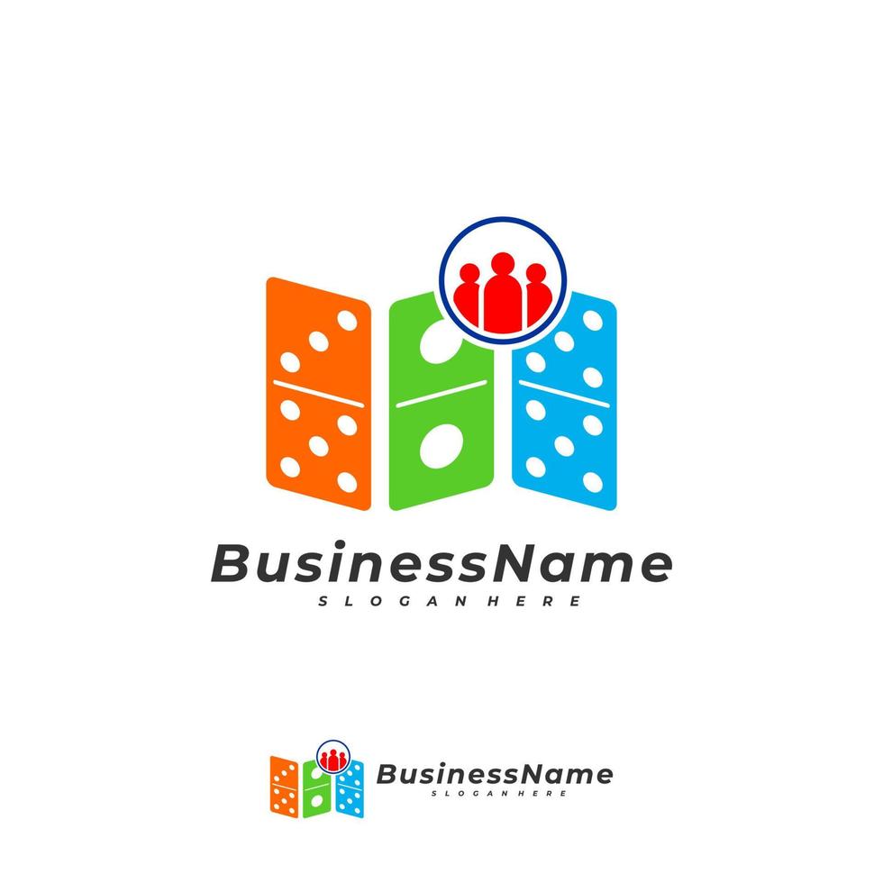 plantilla de vector de logotipo de domino people, conceptos de diseño de logotipo de domino creativo