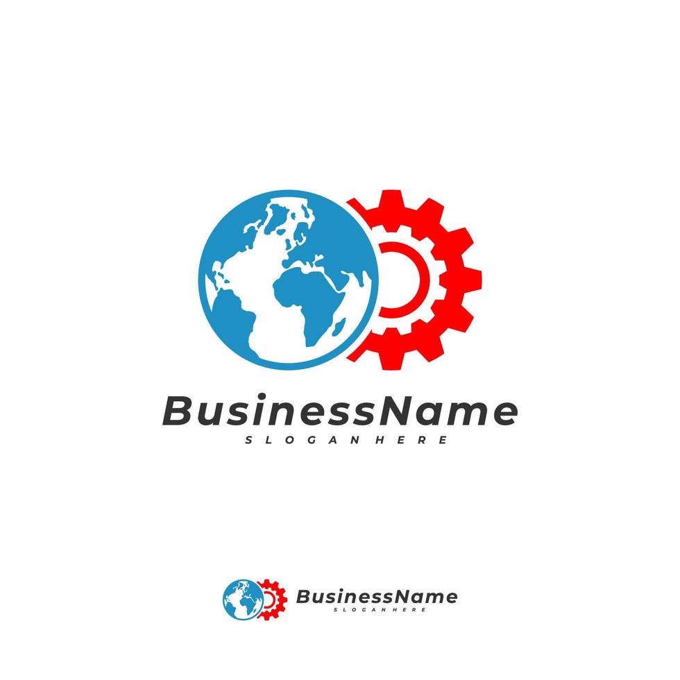 World Gear logo vector template, Creative World logo design concepts