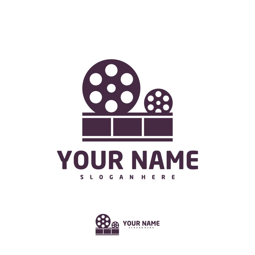 plantilla de vector de logotipo de cine, conceptos de diseño de logotipo de cine de tira de película creativa