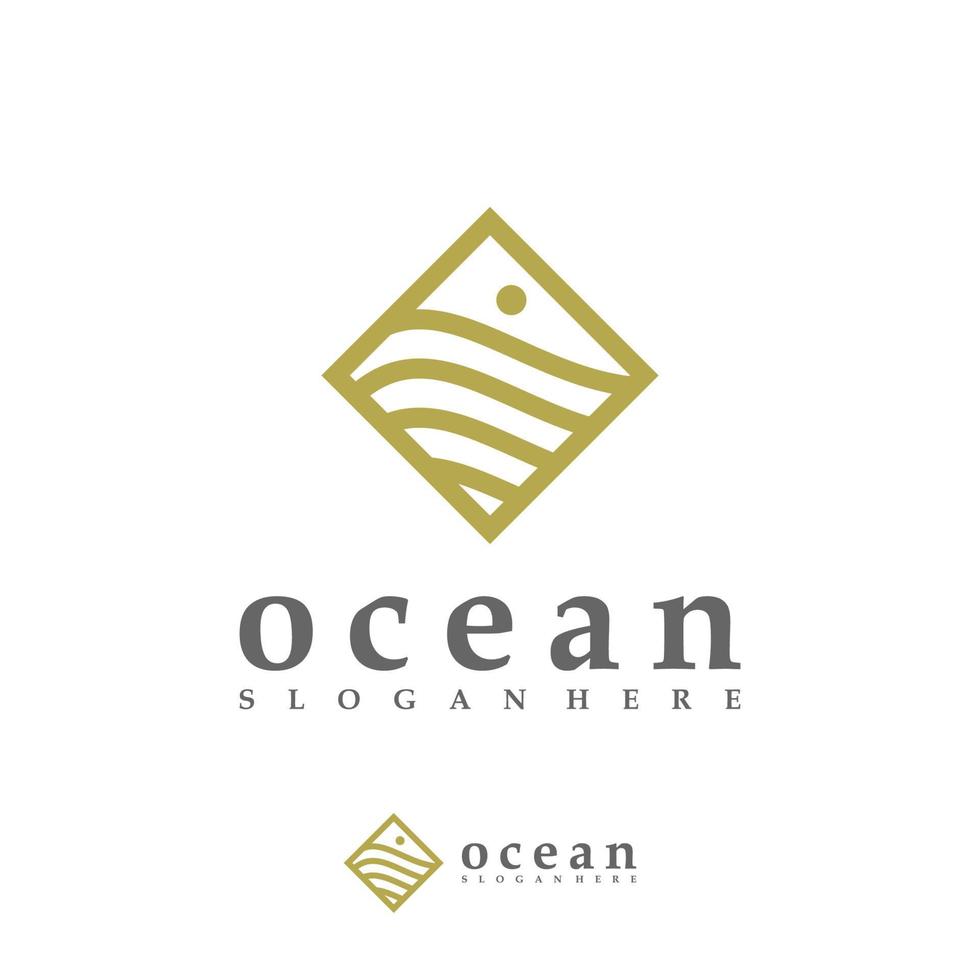 plantilla de vector de logotipo de onda oceánica, conceptos creativos de diseño de logotipo de onda de agua