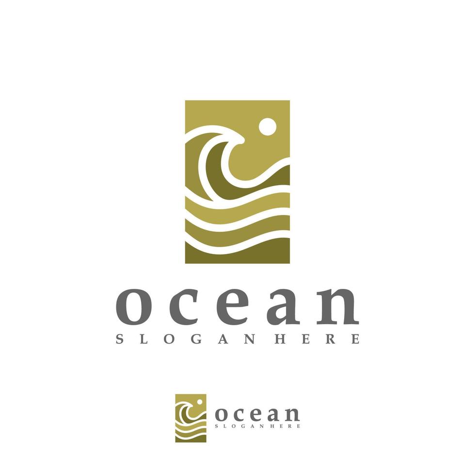 plantilla de vector de logotipo de onda oceánica, conceptos creativos de diseño de logotipo de onda de agua