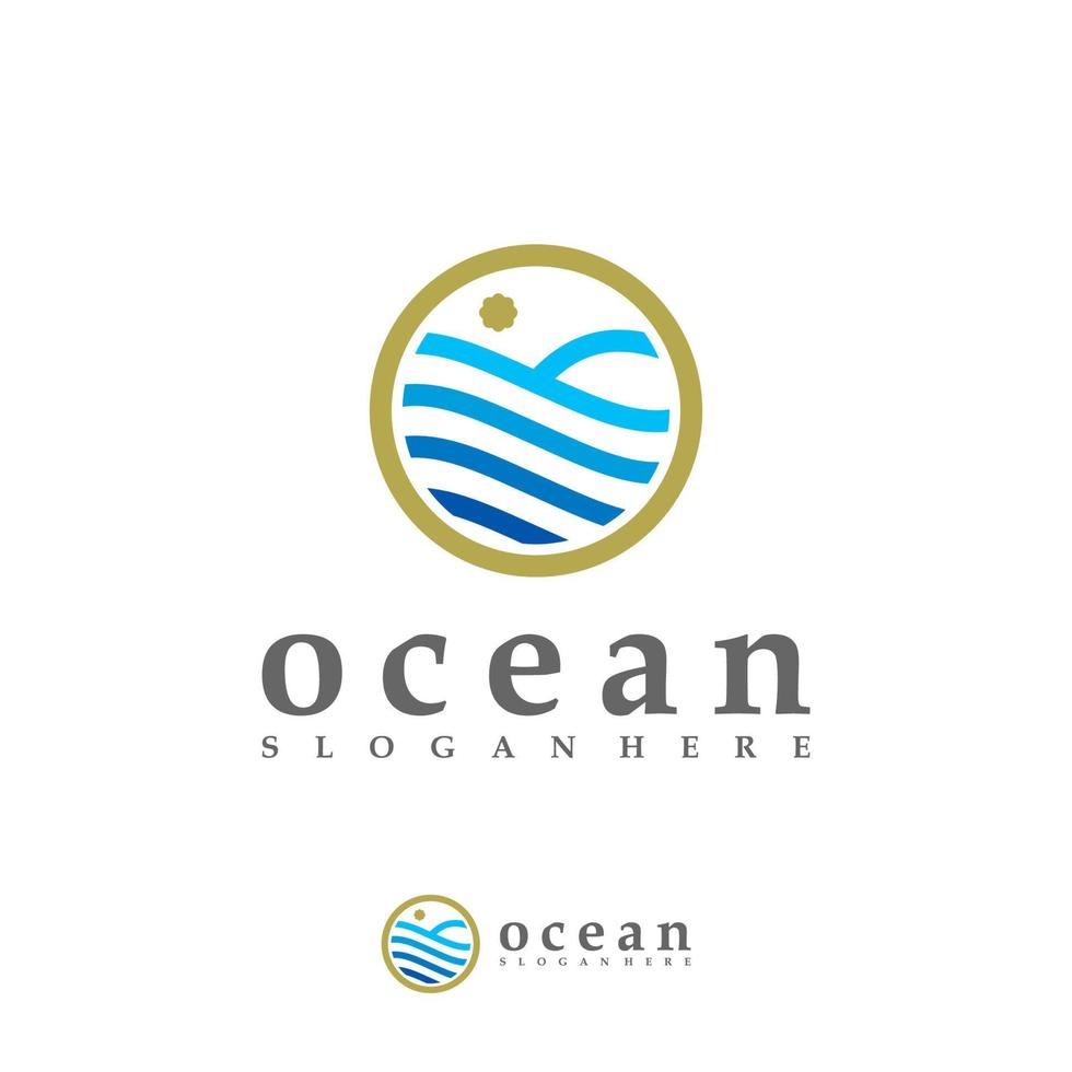 plantilla de vector de logotipo de onda oceánica, conceptos creativos de diseño de logotipo de onda de agua