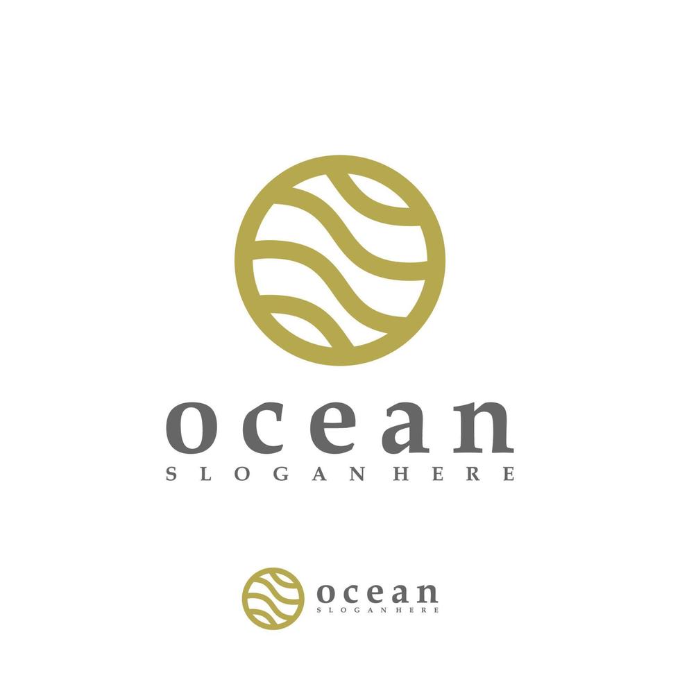 plantilla de vector de logotipo de onda oceánica, conceptos creativos de diseño de logotipo de onda de agua