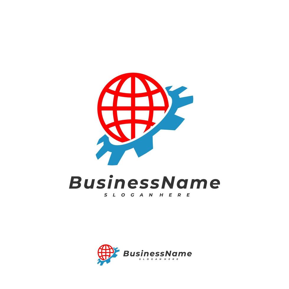 World Gear logo vector template, Creative World logo design concepts