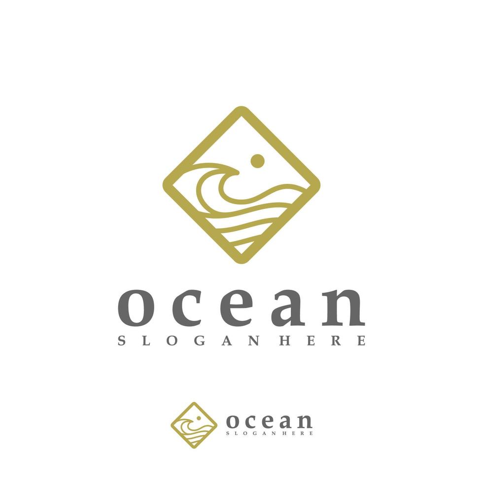 plantilla de vector de logotipo de onda oceánica, conceptos creativos de diseño de logotipo de onda de agua