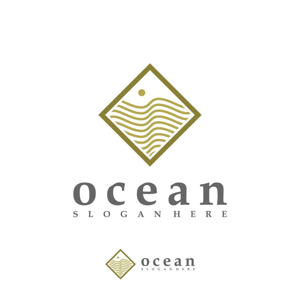 plantilla de vector de logotipo de onda oceánica, conceptos creativos de diseño de logotipo de onda de agua