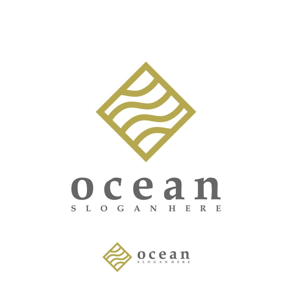 plantilla de vector de logotipo de onda oceánica, conceptos creativos de diseño de logotipo de onda de agua