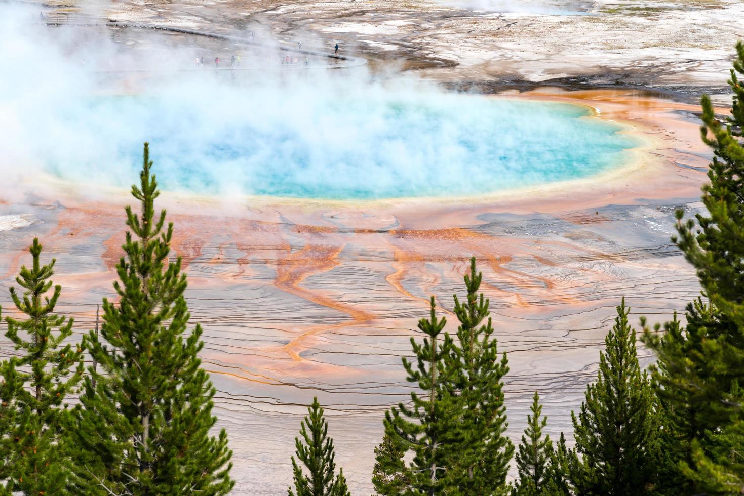 GRAND PRISMATIC SPRING, YELLOWSTONE, 2013. People on the boardwalk photo