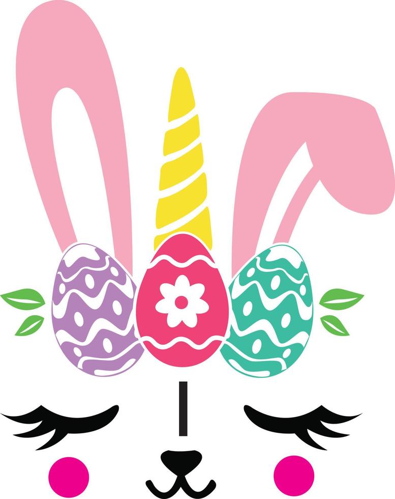 Cat Face Easter Bunny Cute vector