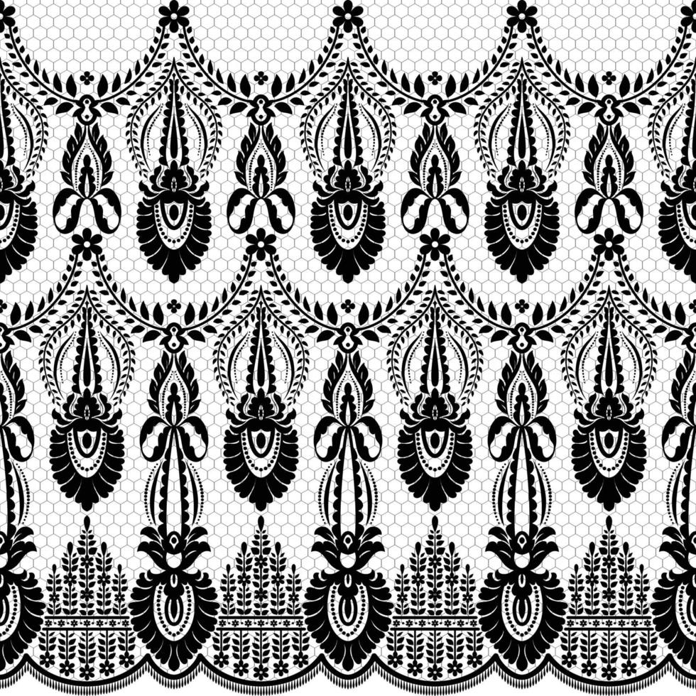 Abstract seamless lace pattern with flowers vector