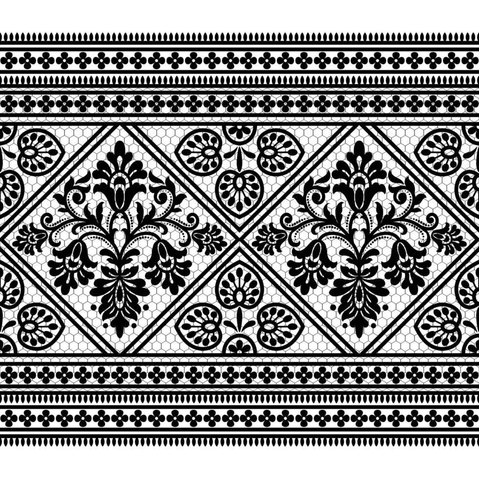 Abstract seamless lace pattern with flowers vector