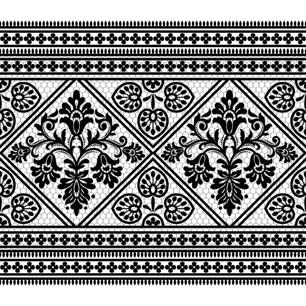 Abstract seamless lace pattern with flowers vector