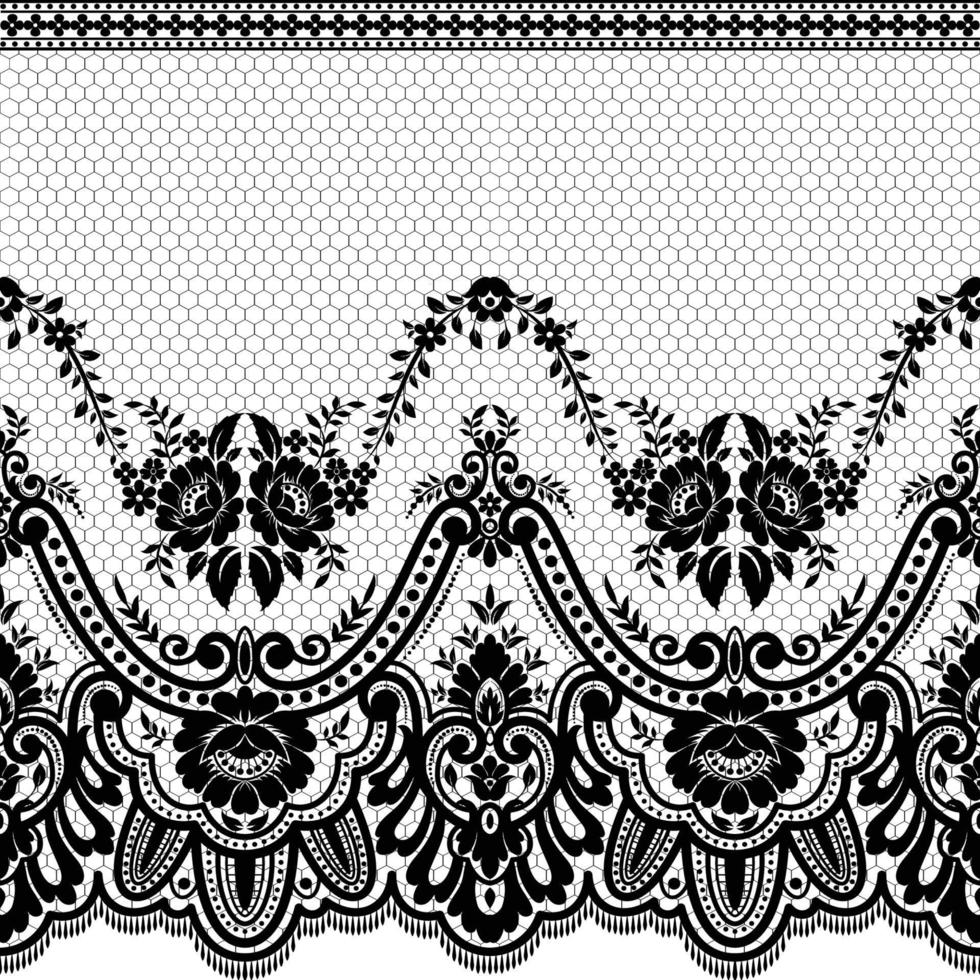 Abstract seamless lace pattern with flowers vector