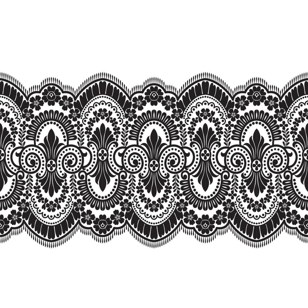 Abstract seamless lace pattern with flowers vector