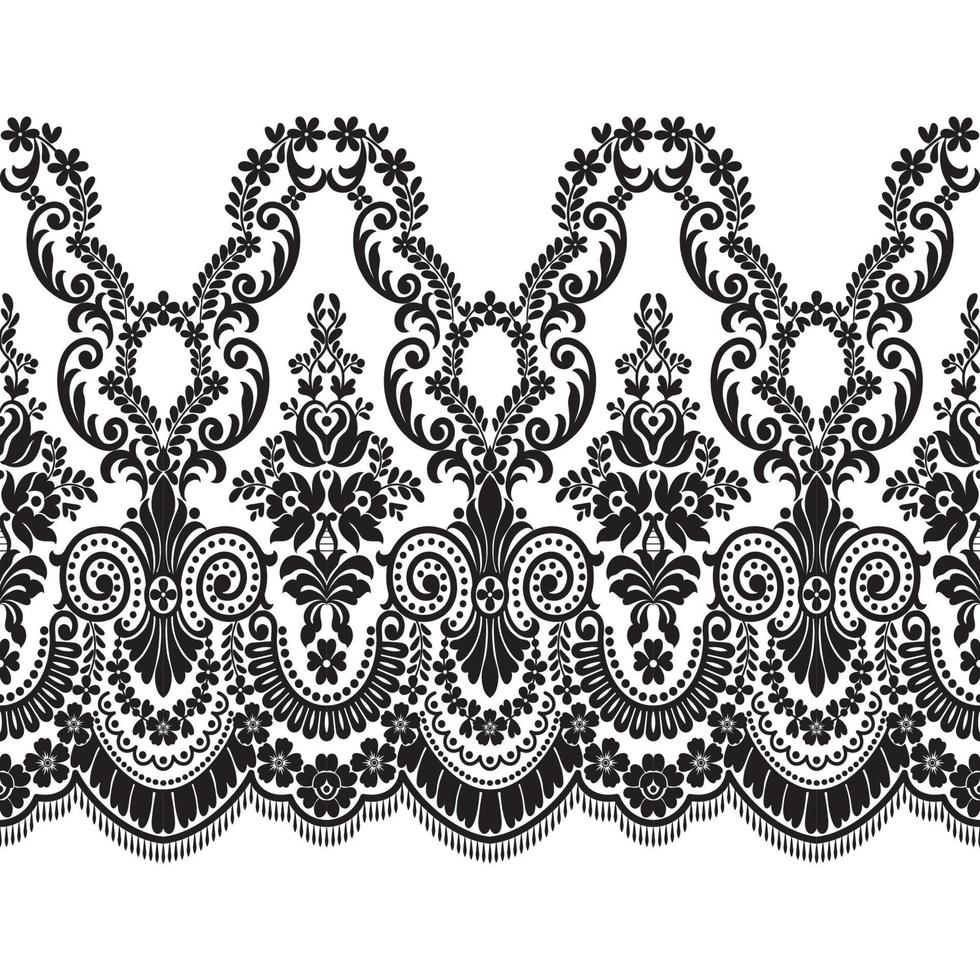 Abstract seamless lace pattern with flowers vector