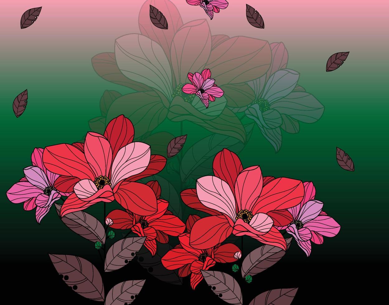 flower icon colored classical handdrawn vector