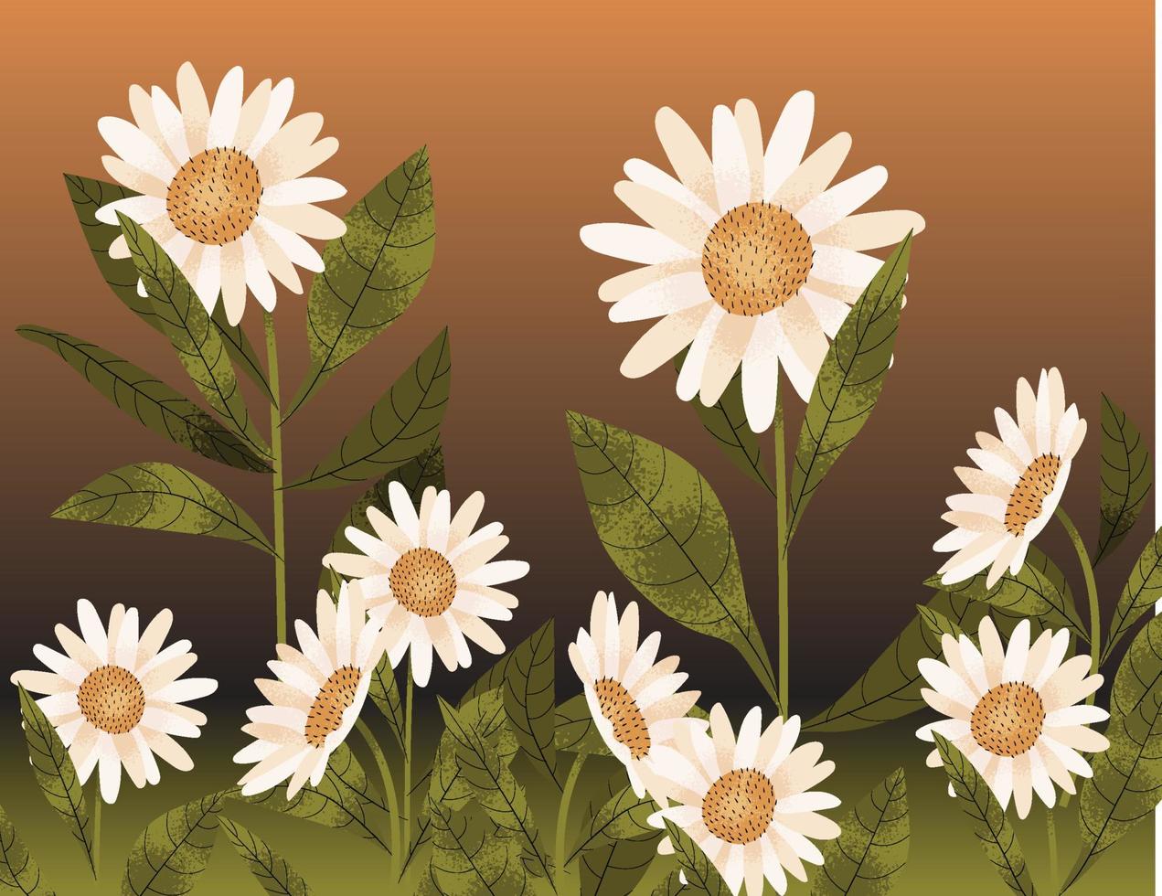 fondo natural con flores dibujadas a mano vector