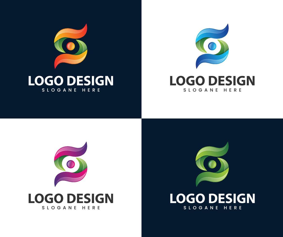 Abstract modern 3d s letter logo with inside circle dot vector