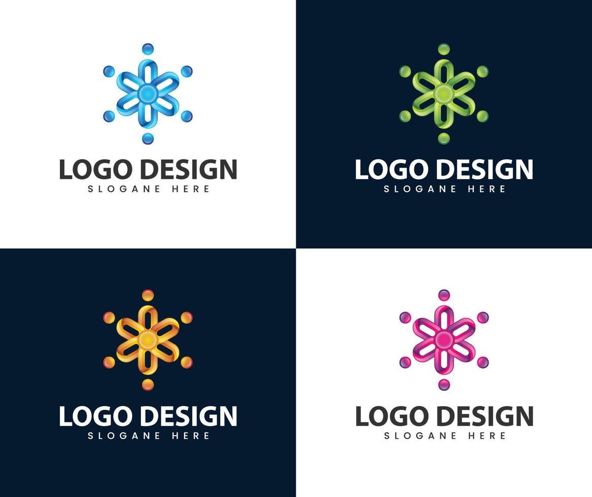 Abstract round unity people care logo design vector