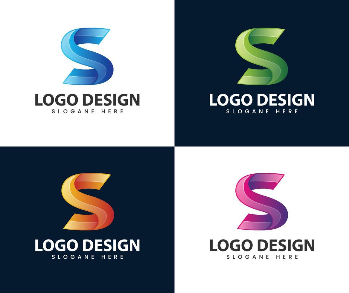 Modern 3d letter s logo design vector